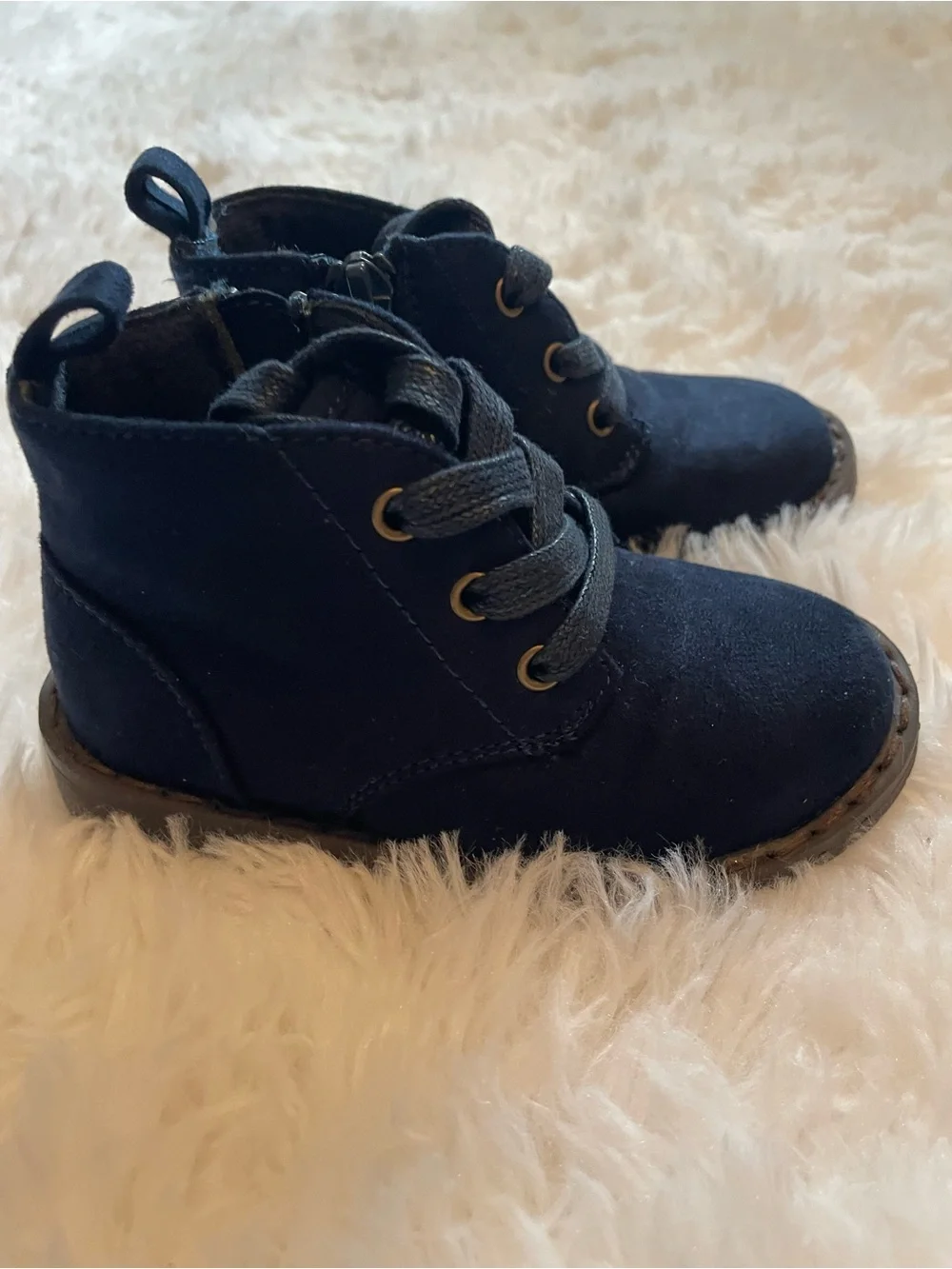 Gymboree Navy Lace-Up Toddler Boots with Side Zip